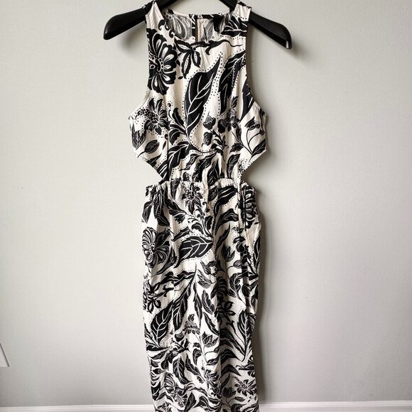 NWT Who What Wear Batik Floral Sleeveless Cut-Out Long Dress - Picture 1 of 12